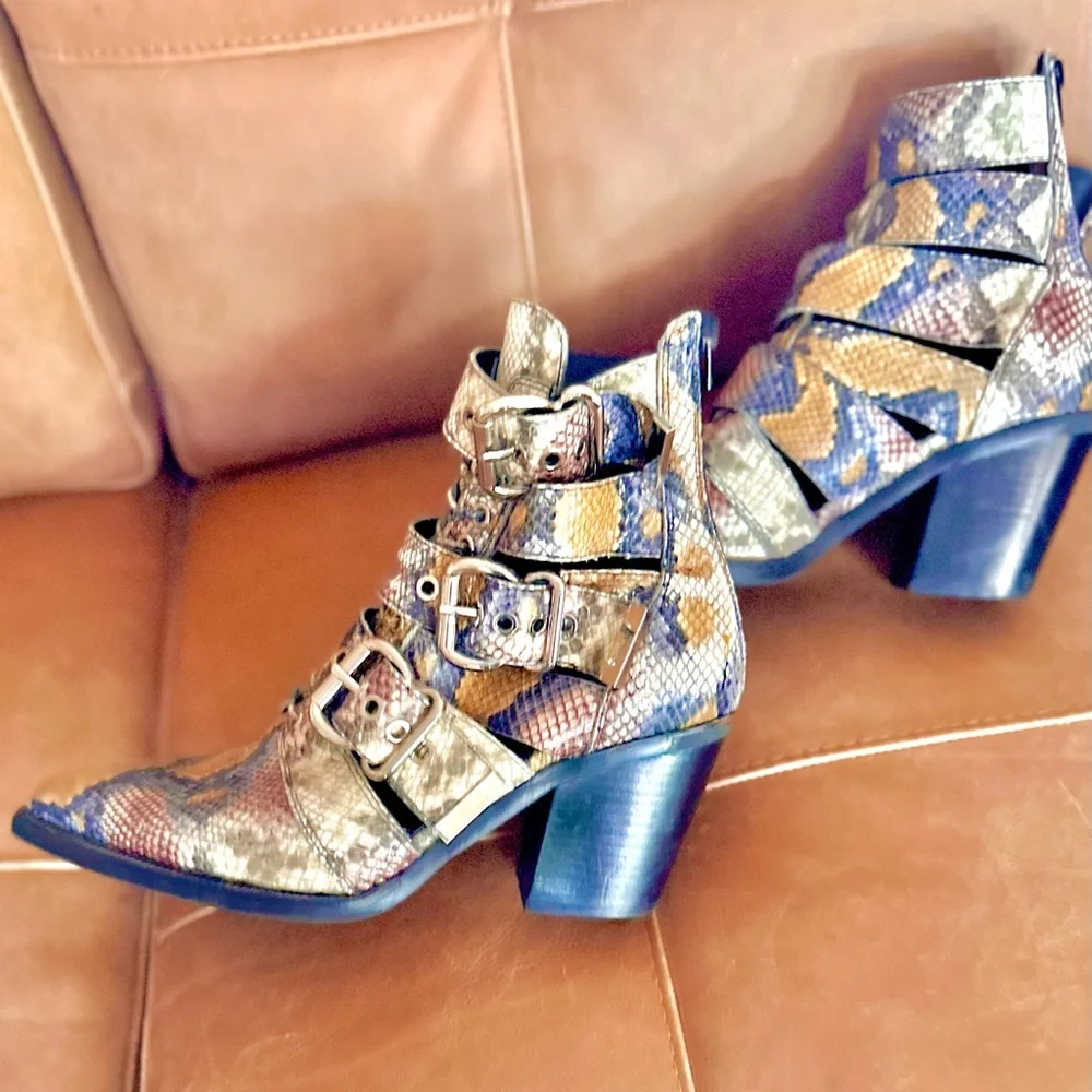 Jeffery Campbell multi color snake print boots - Picture 2 of 7